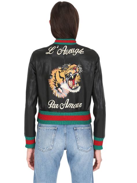 gucci tiger embroidered bomber